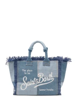 Denim Hand Bag with Fringed Details