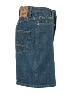Denim Shorts with Pockets and Front Closure