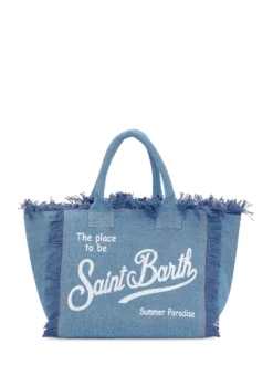 Denim Shoulder Bag with Fringes