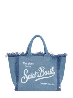 Denim Shoulder Bag with Fringes