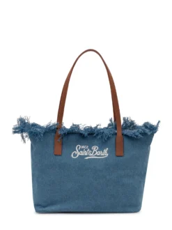 Denim Tote Bag City with Handles and Frayed Edge