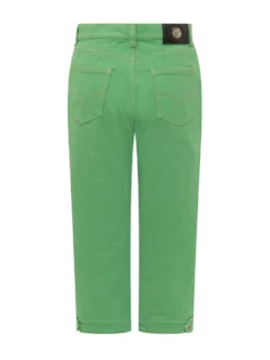 Denim Trousers with Front Closure and Pockets