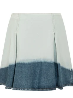 Dégradé Denim Pleated Skirt