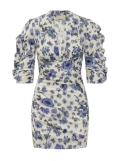 Doris Draped Dress with Ruched Sleeves