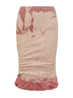 Draped Midi Skirt with Gathered Hem