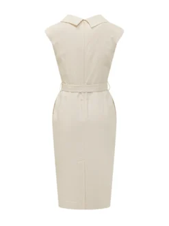 Dress Amadine with Belt and Lapel Neckline