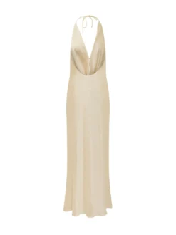 Dress Halter with Deep Neckline and Draping