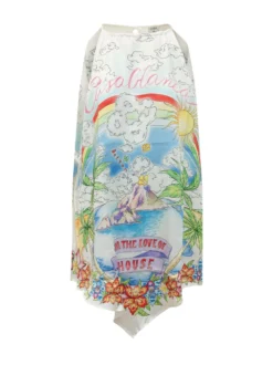 Dress with Halter Neck and Graphic Print