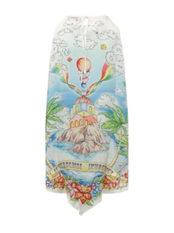 Dress with Halter Neck and Graphic Print