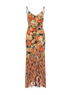 Dress with Straps and Fringed Skirt