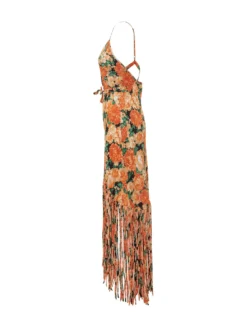 Dress with Straps and Fringed Skirt