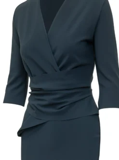 Dress with V-Neck and Draped Waist