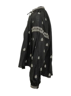 Embroidered Blouse with Gathered Neckline