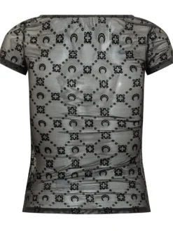 Embroidered Sheer Roundneck Top
