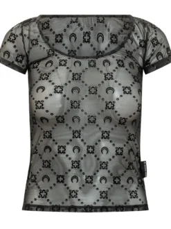 Embroidered Sheer Roundneck Top