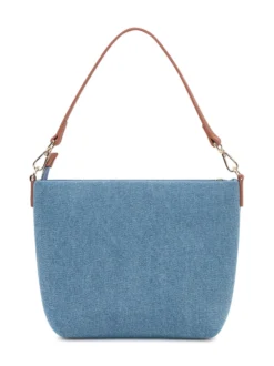 Fabric Shoulder Bag with Embroidered Logo