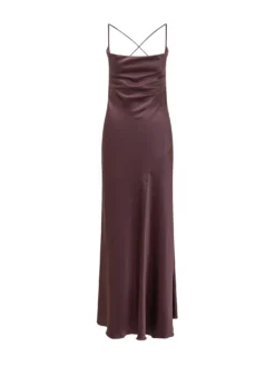 Farro Satin Dress with Crossed Straps