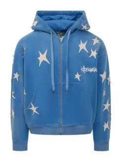 Felpa con Cappuccio e Zip con Stampa Stelle