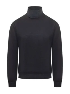 Filippo De Laurentiis Dark Grey Wool Turtleneck Sweater