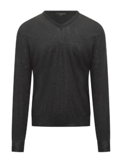 Filippo De Laurentiis Grey Wool V-Neck Sweater