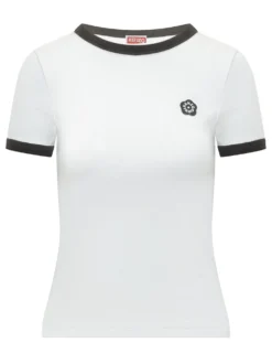 Fitted Rib T-shirt with Embroidered Logo