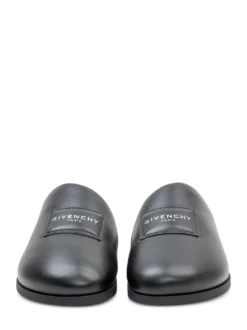 Flat Mule with Smooth Upper and Logo