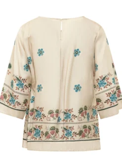 Floral Print Blouse with Wide Sleeves