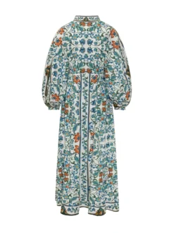 Flora Tile Maxi Dress with Buttons