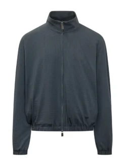 Giacca Blouson con Zip e Collo Alto