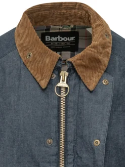 Giacca Transport in Denim con Colletto a Contrasto