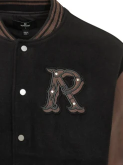 Giacca Varsity con Maniche a Contrasto e Patch