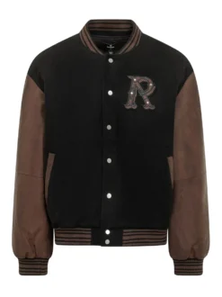 Giacca Varsity con Maniche a Contrasto e Patch