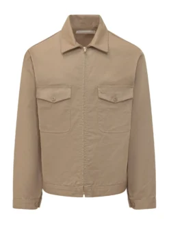 Giacca Zip-Up con Tasche Frontali in Cotone