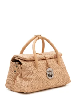 Hand Bag Dotta in Wicker with Flap
