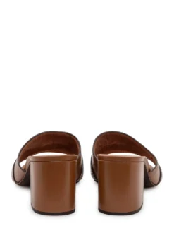 Heeled Mule Sanda with Wide Heel and Logo Strap