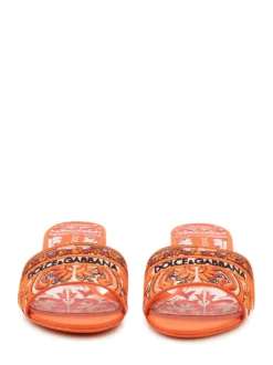Heeled Slide with Embroidered Band