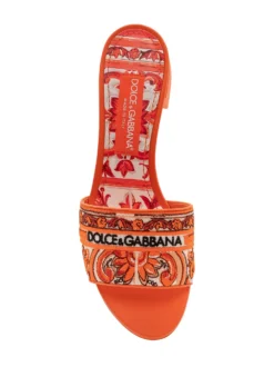 Heeled Slide with Embroidered Band