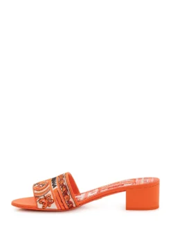 Heeled Slide with Embroidered Band