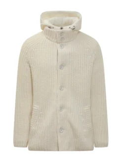 Herno Cardigan in Maglia con Cappuccio Imbottito