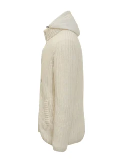 Herno Cardigan in Maglia con Cappuccio Imbottito