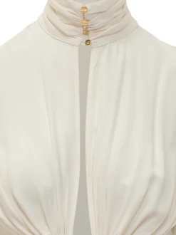 High Neck Blouse with Waist Tie