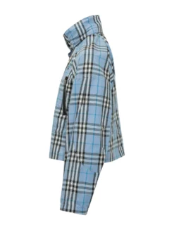 High Neck Jacket with Check Pattern