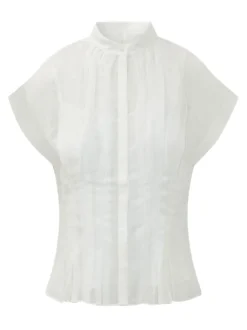 High Neck Pleated Blouse