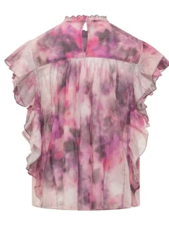 High Neck Top with Ruffle Sleeves