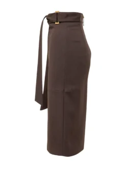 High Waist Midi Skirt with Belt
