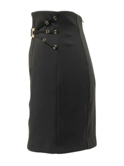 High Waist Skirt with Straps and Buckles