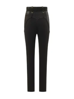 High Waist Trousers with Belt and Metal Details