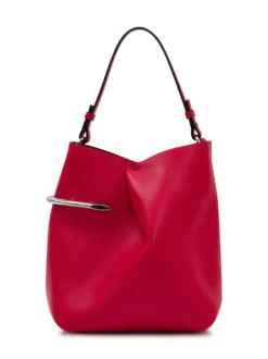 Hobo Bag in Leather with Metal Detail