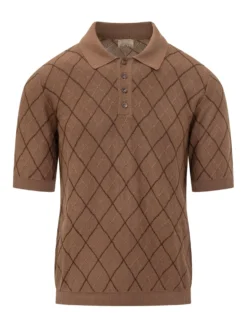 Intarsia Diamond Polo with Collar and Buttons
