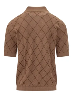 Intarsia Diamond Polo with Collar and Buttons